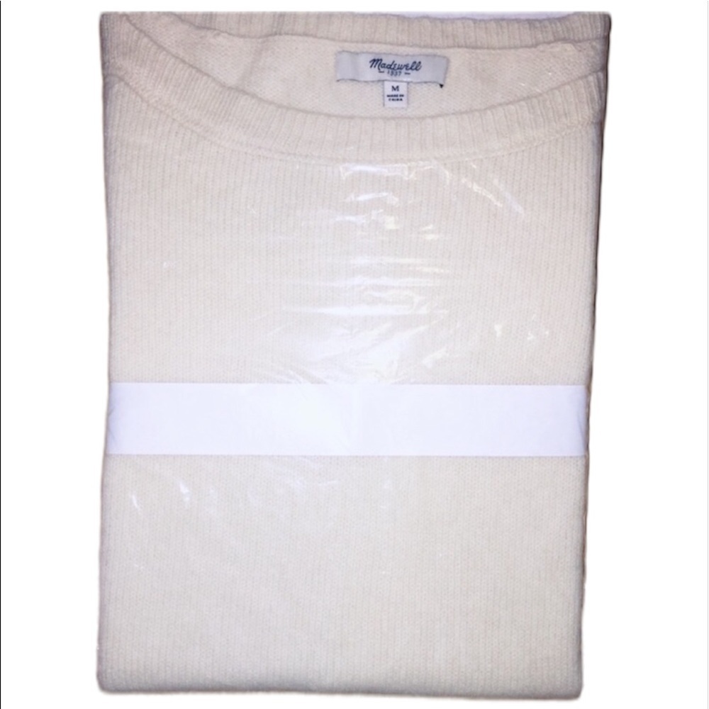 New Madewell: Medium White Knitted Round Neck Sweater - Picture 3 of 4